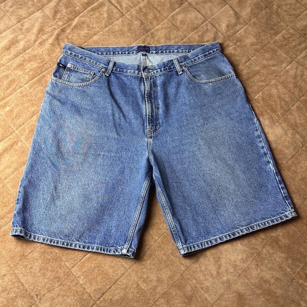 Vintage Tommy Hilfiger Denim Shorts Mens 42 Embroidered Logo Jorts Y2K 2000